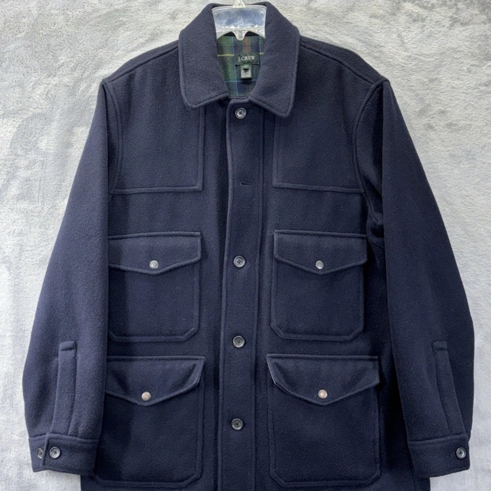 VTG J. Crew Cruiser Irvine Utility Field Jacket Wool Plaid Lined Flap Preppy Y2K